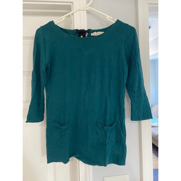 LOFT Turquoise cozy & classy sweater with pockets - Picture 1 of 5